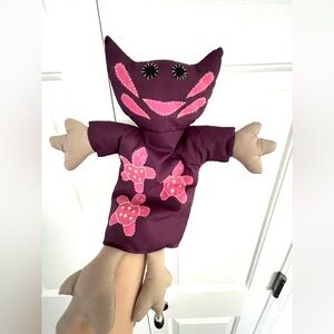 Friends handmade plush cat hand puppet doll 16 ines purple pink turtles 3D tail